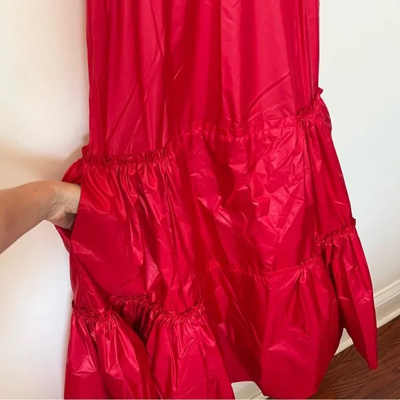 Rare Moschino 2008 Runway Silk Red Maxi Dress Puffball Bubble Hem Womens Size 8 - Picture 7 of 17